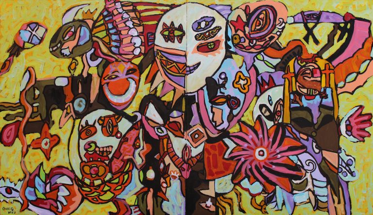 Nối những vòng tay- 150x260cm- Acrylic- 2022