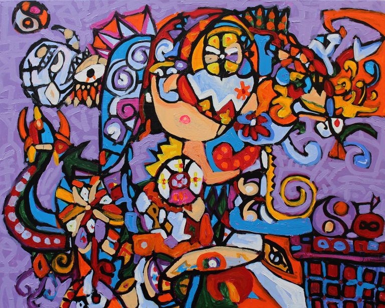 Trong vườn 120x150cm- Acrylic- 2022